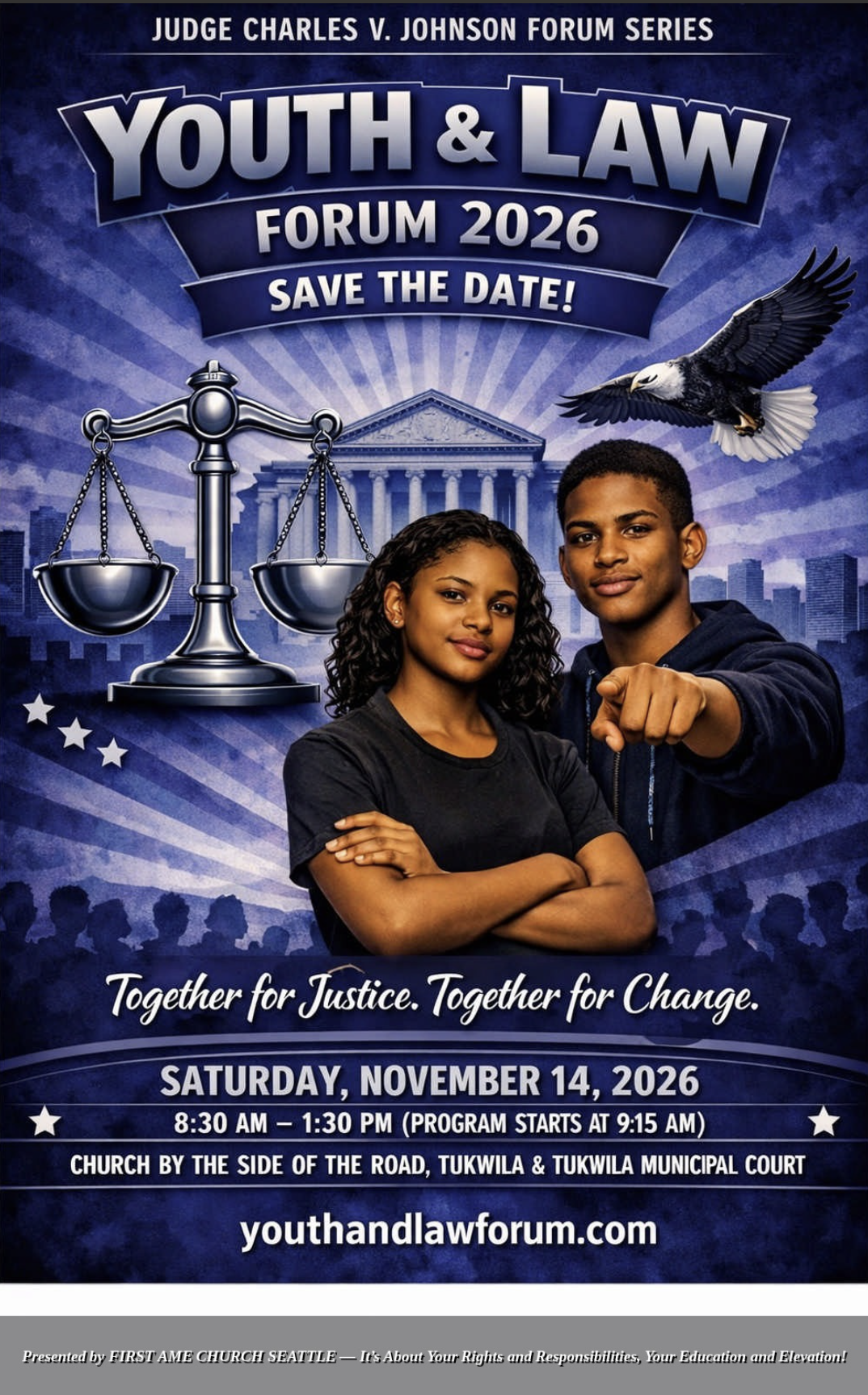 Youth & Law Forum 2026 Save the Date flyer — Saturday, November 14, 2026
